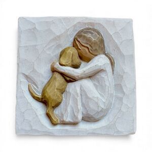 Vtg DEMDACO Willow Tree “TRUE” Trinket Box - “Truly a Friend” Girl w/Dog 2003